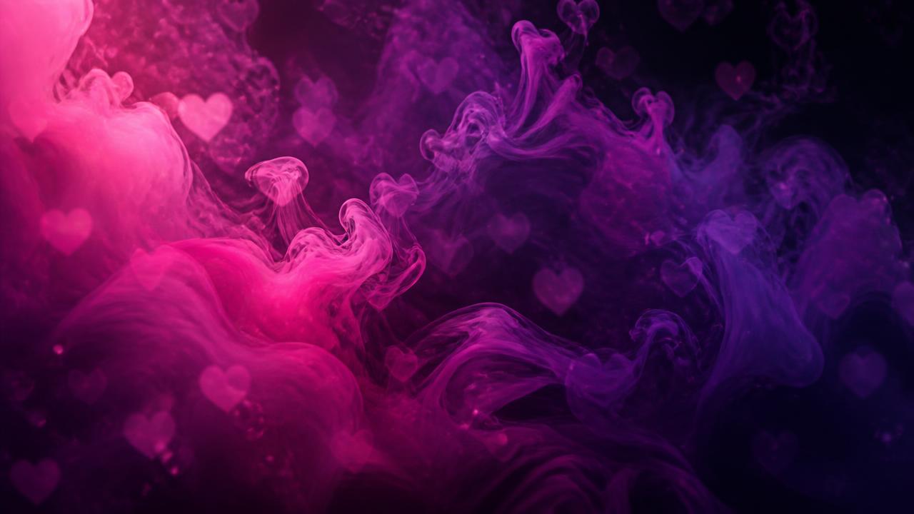 Pink and violet ink swirling in water